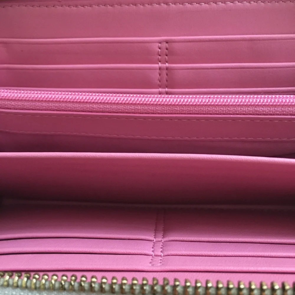 Coach Heritage Accordion Wallet Stripe Signature Tan Pink Monogram Canvas Zip - Picture 9 of 10